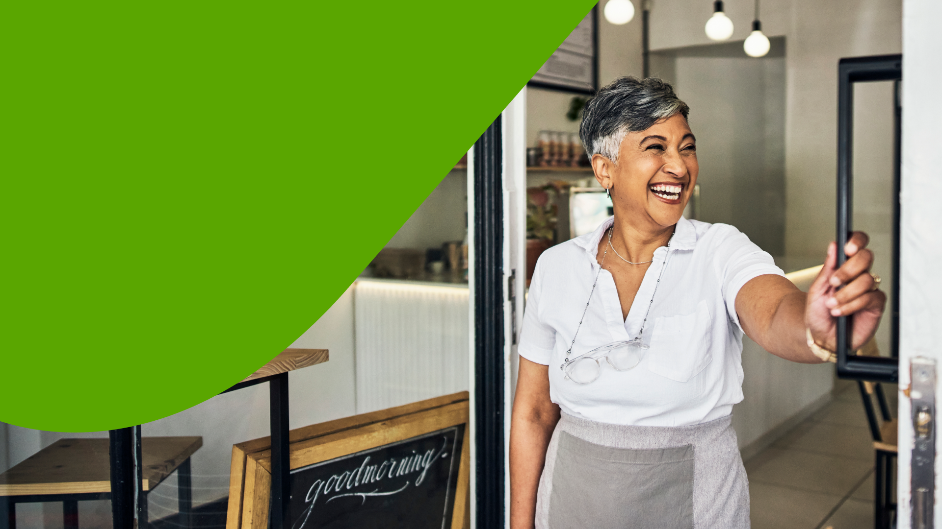 Business owner confidently reviewing growth plans